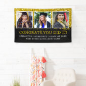 ブラック金ゴールドグリッター3フォトコラージュおめでとうグラード 横断幕 (インサイチュ)