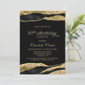 ブラック金ゴールドグリッター30th誕生日パーティー 招待状 (スタンド正面)