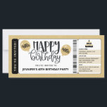 ブラック金ゴールドグリッター40th誕生日招待状チケット<br><div class="desc">金ゴールドグリッターとブラック40th誕生日招待状チケットは、カスタマイズ可能な誕生日の年バルーンとチケットスタイル招待状を備えている。パーティー情報とRSVPでパーソナライズ。可愛ユニークい祝!</div>