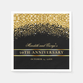 ブラック金ゴールドグリッター50周年記念 スタンダードカクテルナプキン