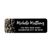 ブラック金ゴールドグリッター50番目の誕生日差出人住所 ラベル (正面)