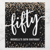 ブラック金ゴールドグリッター50誕生日 ワインラベル (シングルラベル)