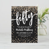 ブラック金ゴールドグリッター50誕生日 招待状 (スタンド正面)
