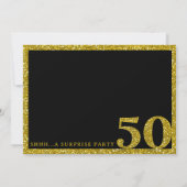 ブラック金ゴールドグリッター50thサプライズ誕生日写真 招待状 (裏面)