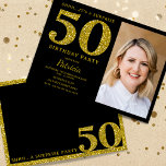 ブラック金ゴールドグリッター50thサプライズ誕生日写真 招待状<br><div class="desc">Glam 50th誕生日招待状パーソナライズされた写真- Mark 50th誕生日招待状とパナッシュの人生の50年。これらの招待状は、黒と金ゴールドの配色で、あなたのマイルストーンの誕生日イベントに詳細な黄金のグリッターと魅力のダッシュを追加しながら、味のある優雅さの感覚を伝える。私たちの詳細「shhh it's a surprise」は、パーティーが最後まで驚きを残すことを保証する。これらの招待状パーソナライズされたは50歳の祝写真と共にすることができる。ショーを盗む私たちの招待状とのトレンディーで忘れられないユニークイベントにあなたの大人の誕生日パーティーを作る。</div>