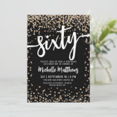 ブラック金ゴールドグリッター60誕生日 招待状 (スタンド正面)