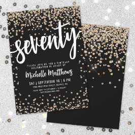 ブラック金ゴールドグリッター70誕生日 招待状