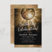 ブラック金ゴールドグリッター70sパーティーディスコボール誕生日 ノートカード (正面/裏面)