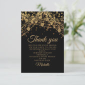 ブラック金ゴールドグリッター《写真》ぼけ味誕生日パーティーありがとう サンキューカード (スタンド正面)