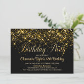 ブラック金ゴールドグリッターAny Age Birthdayパーティー 招待状 (スタンド正面)