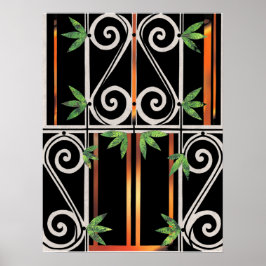 ブラック金ゴールドグリーングアンタナモ紙コラージュ ポスター