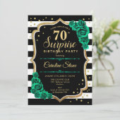 ブラック金ゴールドグリーンサプライズ70誕生日 招待状 (スタンド正面)
