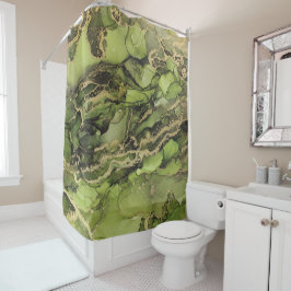 ブラック金ゴールドグリーンシャワーカーテン シャワーカーテン