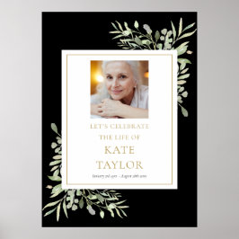 ブラック金ゴールドグリーンリー写真お祝いのライフサイン ポスター