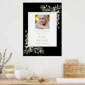 ブラック金ゴールドグリーンリー写真お祝いのライフサイン ポスター (キッチン)