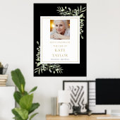 ブラック金ゴールドグリーンリー写真お祝いのライフサイン ポスター (ホームオフィス)