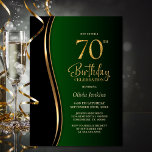 ブラック金ゴールドグリーン70thバースデーパーティー 招待状<br><div class="desc">招待状お友達や愛する人にモダンこの黒、金ゴールドと緑の70歳の誕生日パーティーの招待状をプレゼント。この招待テンプレートのカスタマイズ可能な文字領域を使用すると、日付、時刻、会場、RSVP情報など、特別な誕生祝いに必要なすべての詳細を簡単に含めることができます。さまざまな紙タイプとコーナースタイルがユニーク招待状で利用でき、デジタル形式を好んでダウンロードすもしるオプションも用意されている。</div>