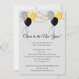 ブラック金ゴールドグレーバルーンライツニューイヤーイブパーティー シーズンカード