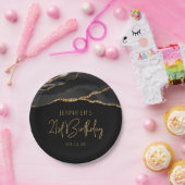 ブラック金ゴールドゲートGeode 21st誕生日パーティー ペーパープレート (パーティー)