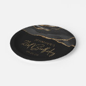 ブラック金ゴールドゲートGeode 21st誕生日パーティー ペーパープレート (アングル)