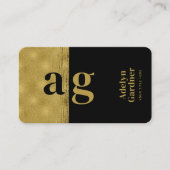 ブラック金ゴールドコネクトモノグラムQRコードソーシャルメディア 名刺 (正面)