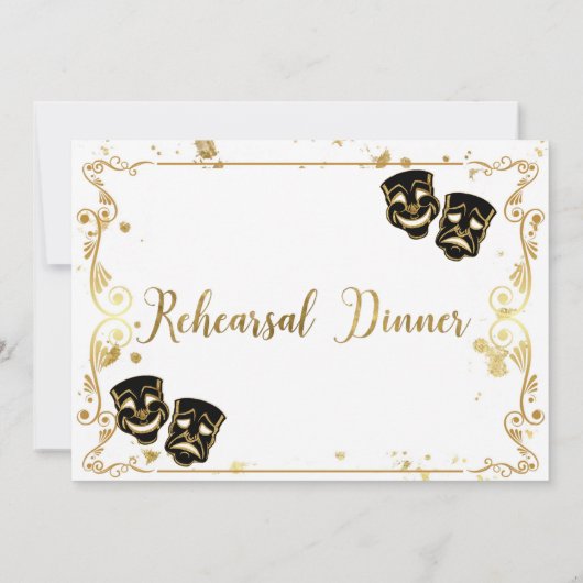 ブラック金ゴールドコメディと悲劇リハーサルディナー 招待状 (裏面)