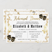 ブラック金ゴールドコメディと悲劇リハーサルディナー 招待状 (正面/裏面)