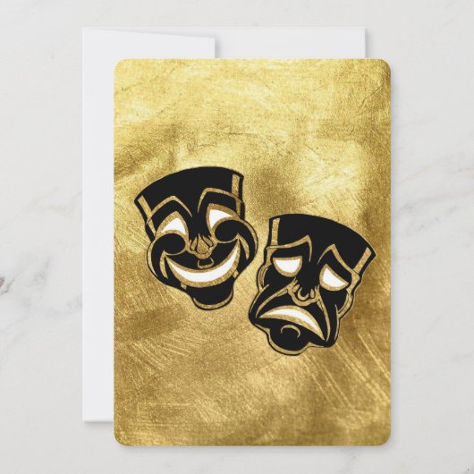 ブラック金ゴールドコメディ&悲劇ブリデスメイド昼食会 招待状 (裏面)