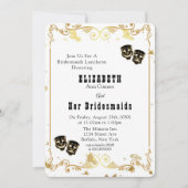 ブラック金ゴールドコメディ&悲劇ブリデスメイド昼食会 招待状 (正面)