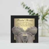 ブラック金ゴールドコルセットブライダルシャワー 招待状 (スタンド正面)