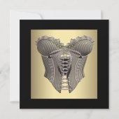 ブラック金ゴールドコルセットブライダルシャワー 招待状 (裏面)