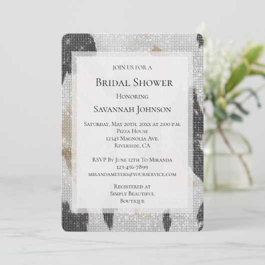 ブラック金ゴールドコーウィド女性のカーボーイスパークルブライダルシャワー 招待状 (スタンド正面)