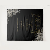 ブラック金ゴールドゴシックバラ結婚フローラのフォトプロップ タペストリー (正面(横))