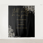 ブラック金ゴールドゴシックバラ結婚フローラのフォトプロップ タペストリー (正面)