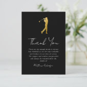 ブラック金ゴールドゴルファー写真悔やみや弔慰葬儀 サンキューカード (スタンド正面)