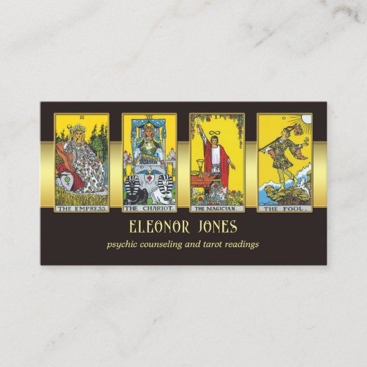 ブラック金ゴールドサイキックタロットリーダフォトビジネスカー 名刺 (正面)
