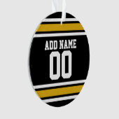 ブラック金ゴールドサッカージャージー名前をカスタムする番号 オーナメント (正面)