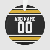ブラック金ゴールドサッカージャージー名前をカスタムする番号 オーナメント (正面)