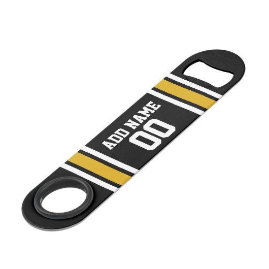 ブラック金ゴールドサッカージャージー名前をカスタムする番号 スピード栓抜き (正面アングル)