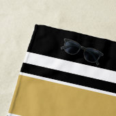 ブラック金ゴールドサッカージャージー名前をカスタムする番号 ビーチタオル (インサイチュ)