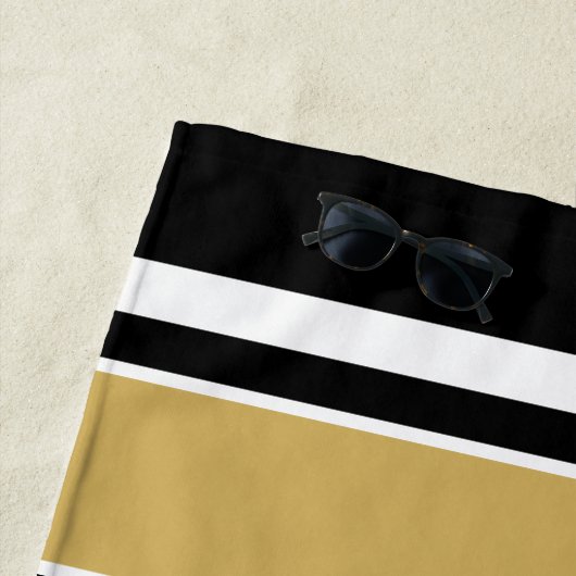 ブラック金ゴールドサッカージャージー名前をカスタムする番号 ビーチタオル (インサイチュ)