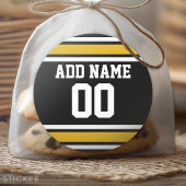 ブラック金ゴールドサッカージャージー名前をカスタムする番号 ラウンドシール