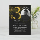 ブラック金ゴールドサプライズ30thバースデーフォト招待状 招待状 (スタンド正面)
