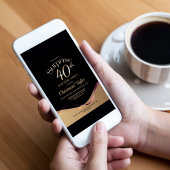 ブラック金ゴールドサプライズ40th誕生日パーティー 招待状
