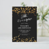 ブラック金ゴールドサプライズ50誕生日 招待状 (スタンド正面)