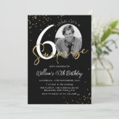 ブラック金ゴールドサプライズ60誕生日フォト招待状 招待状 (スタンド正面)