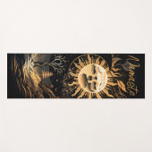 ブラック金ゴールドサンムーンナマステまたは名前 ヨガマット (正面(横))