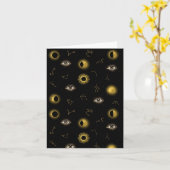 ブラック金ゴールドシアルサン&ムーン〔占星術の〕十二宮図アイ カード (黄色い花)