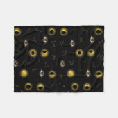 ブラック金ゴールドシアルサン&ムーン〔占星術の〕十二宮図アイ フリースブランケット (正面(横))