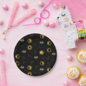 ブラック金ゴールドシアルサン&ムーン〔占星術の〕十二宮図アイ ペーパープレート (パーティー)